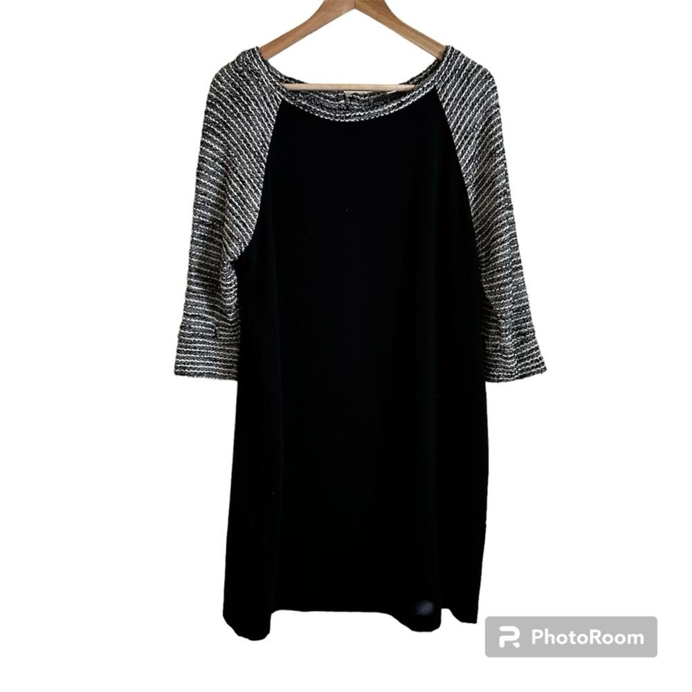 Loft womenโs midi dress size 12 black grayโ